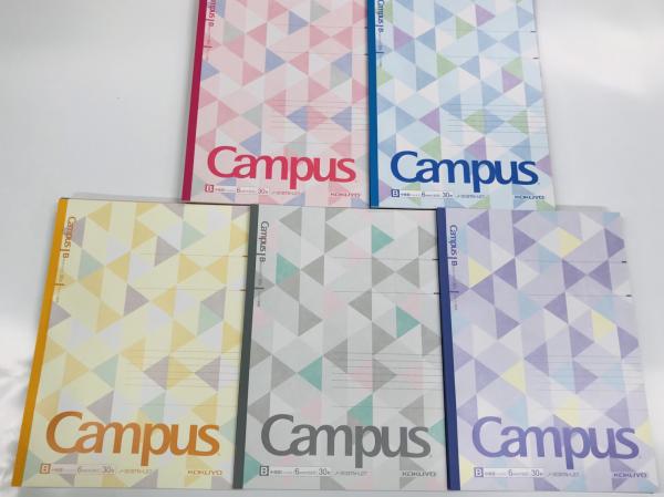 キャンパスノート ドット入り罫線 さんかくタイル 5色パック A罫